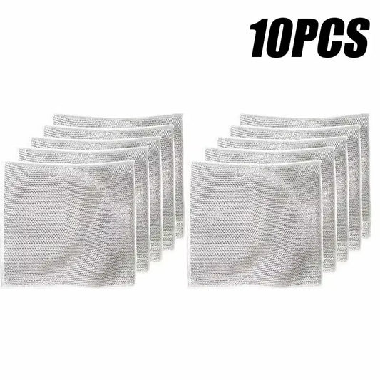 Revamp Your Kitchen with Our 6/10Pcs Thick Microfiber Dishcloths – The Ultimate Silver Wire Cleaning Solution! 🧽✨