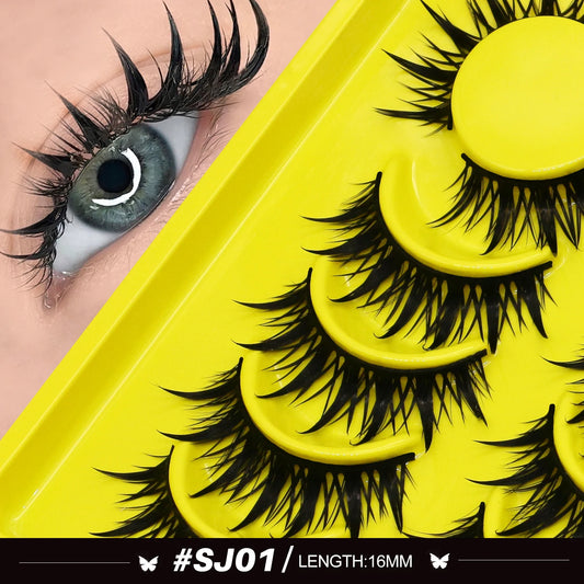 Manga Lashes Cat Eye Lashes 3D Natural False Lashes Fluffy Soft Cross Wispy Natural Eyelash Extension Makeup